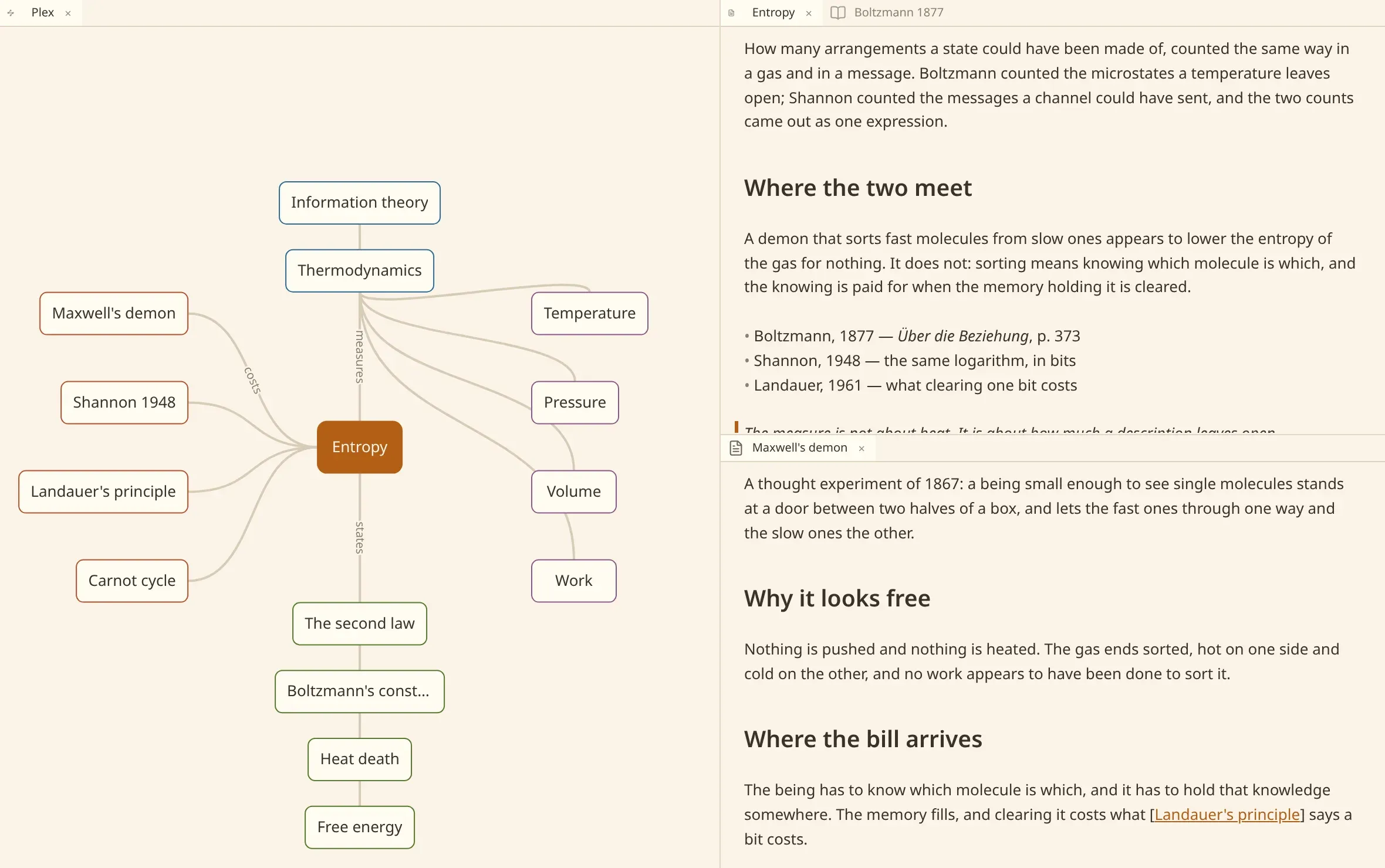 A note being written: headings, emphasis and a link drawn as what they mean, with the markdown marks showing on the line the caret is on.